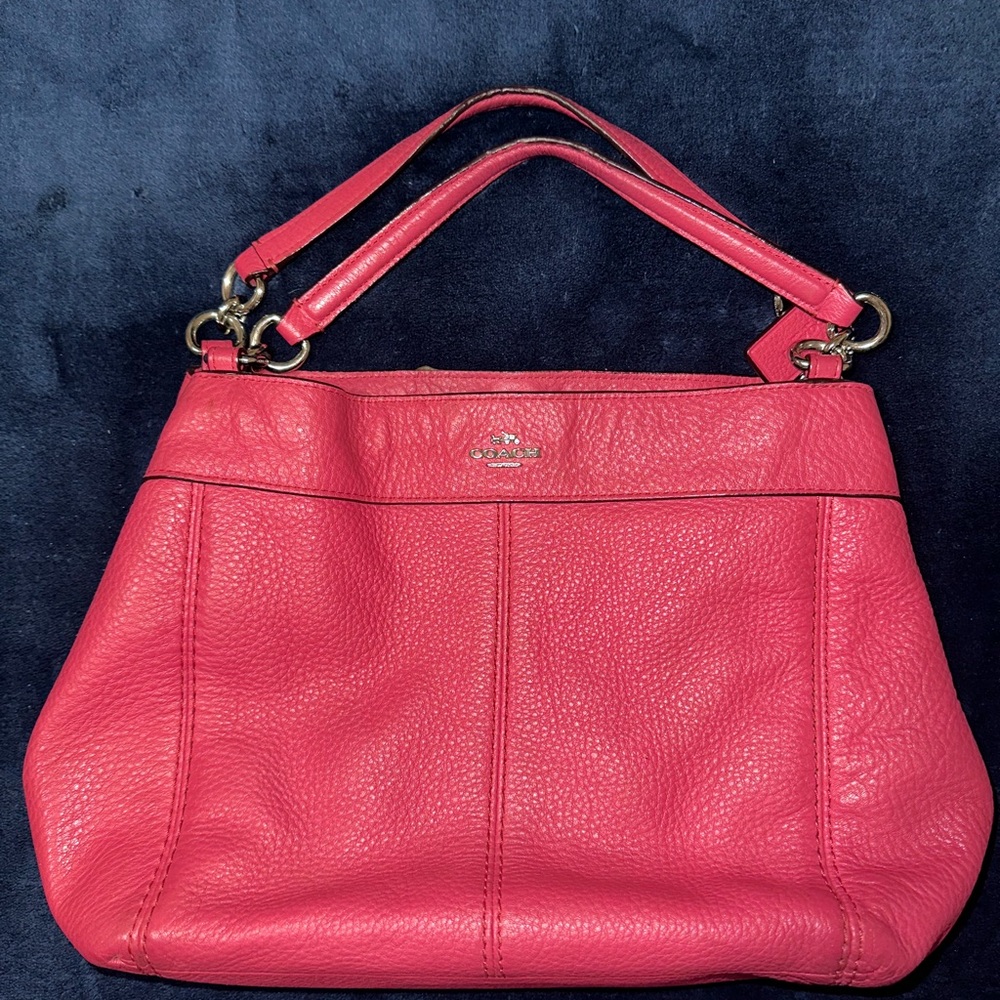Coach Lexy Fushcia Pebbled Leather Shoulder Bag